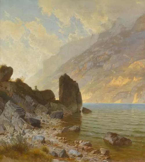 JOHANN GOTTFRIED STEFFAN — Sommerabend am Walensee. 1881. — Koller Auktionen