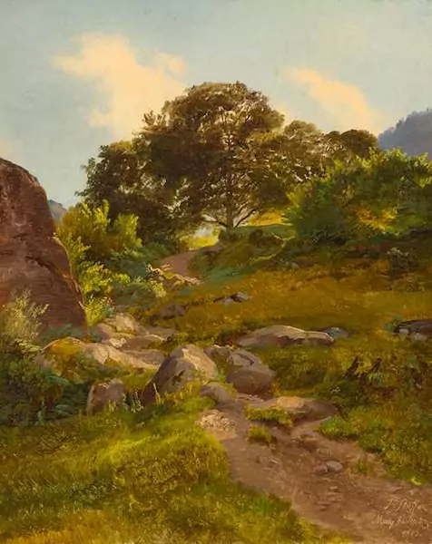 JOHANN GOTTFRIED STEFFAN — Mountain path near Murg. 1843. — Koller Auktionen