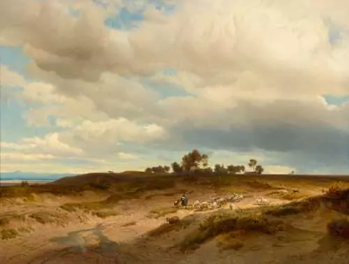 JOHANN GOTTFRIED STEFFAN — Landscape with shepherd and flock. 1850. — Koller Auktionen