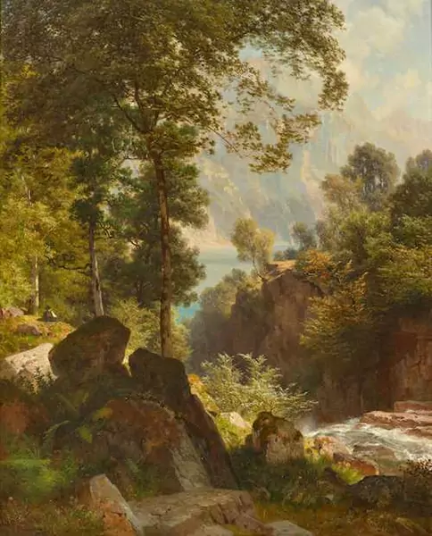 JOHANN GOTTFRIED STEFFAN — Morning on the heights of Lake Walen. 1876. — Koller Auktionen