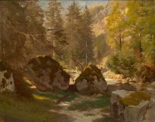 JOHANN GOTTFRIED STEFFAN — Forest stream in the Richisau. 1889. — Koller Auktionen