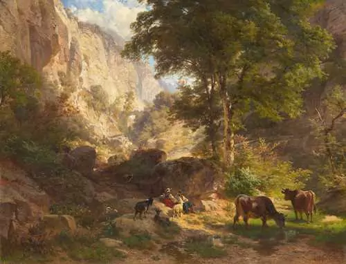 JOHANN GOTTFRIED STEFFAN — Mountain valley in Southern Switzerland. 1865. — Koller Auktionen
