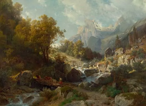 JOHANN GOTTFRIED STEFFAN — Motiv aus der "Ramsau" bei Berchtesgaden. 1874. — Koller Auktionen