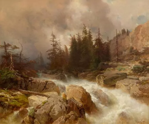 STEFFAN, JOHANN GOTTFRIED — A stream in the Swiss Alps. 1861. — Koller Auktionen