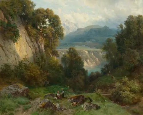 JOHANN GOTTFRIED STEFFAN — View of Walensee and Mürtschenstock. 1871. — Koller Auktionen