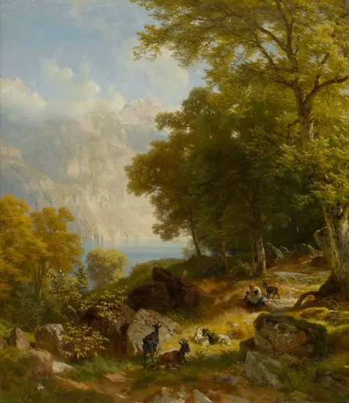 JOHANN GOTTFRIED STEFFAN — Auf den Höhen am Wallenstadtersee (Walensee). 1869. — Koller Auktionen