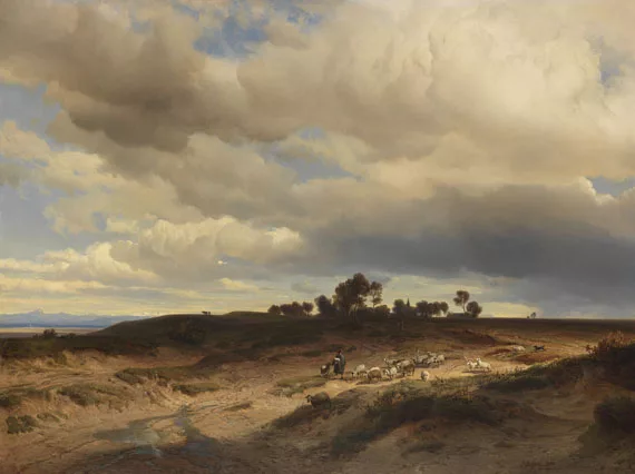 Johann Gottfried Steffan — Weite Voralpenlandschaft mit Schafherde und Hirte