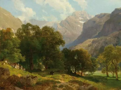JOHANN GOTTFRIED STEFFAN — Berglandschaft Richisau. 1869. — Koller Auktionen
