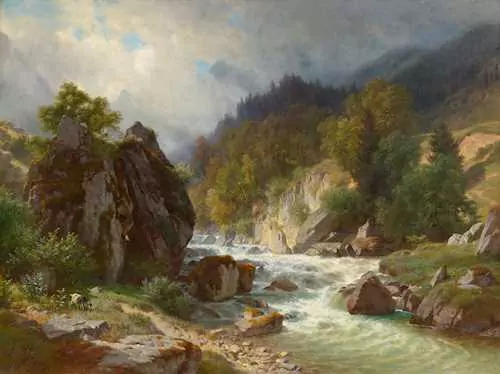 JOHANN GOTTFRIED STEFFAN — Murgbach, autumn morning. 1890. — Koller Auktionen