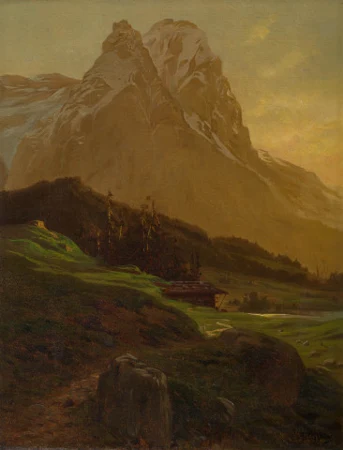Alphütte an einem kleinen Bergsee