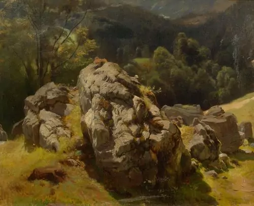 JOHANN GOTTFRIED STEFFAN — Felsen bei Ramsau. 1867. — Koller Auktionen