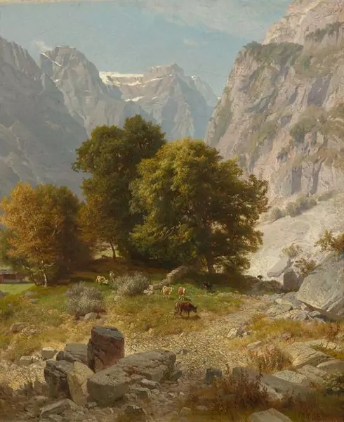 JOHANN GOTTFRIED STEFFAN — Gebirgslandschaft mit Kühen. 1845. — Koller Auktionen