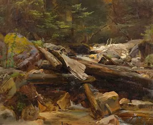 JOHANN GOTTFRIED STEFFAN — Forest stream with tree trunks. Circa 1853. — Koller Auktionen