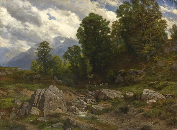 Johann Gottfried Steffan — Alp mit Bach und Ziegenhirt, 1898