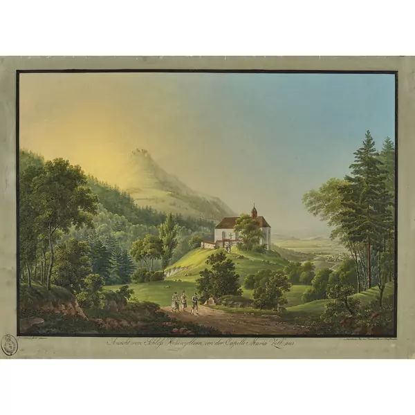 "Ansicht vom Schloss Hohenzollern von der Capelle Maria Zell aus"