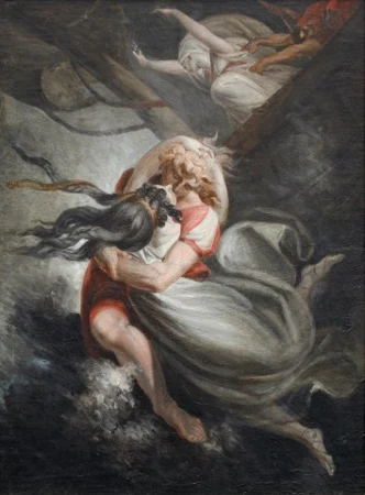 Amanda/Rezia stürzt sich mit Hüon ins Meer, Fatime wird mit Gewalt zurückgehalten, 1804/1805