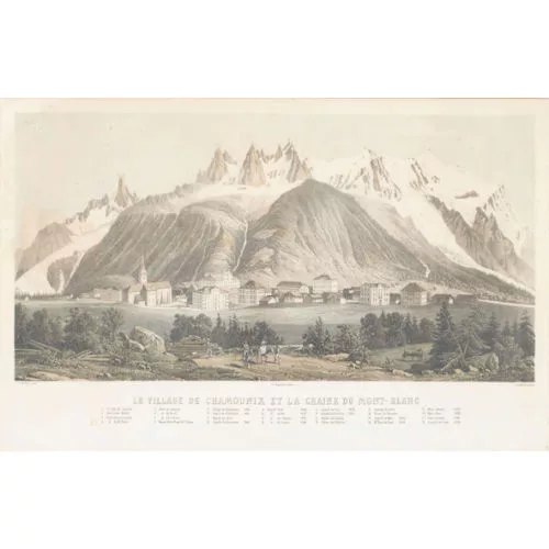 Johann Heinrich Mezger — "Le village de Chamounix et la chaine du Mont-Blanc".