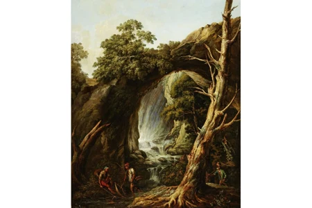 Flusslandschaft mit Fischer