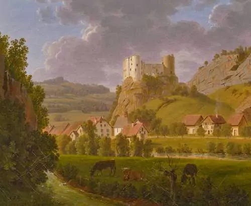 JOHANN JAKOB BIEDERMANN — Alt-Falkenstein castle near Balsthal. Circa 1810. — Koller Auktionen