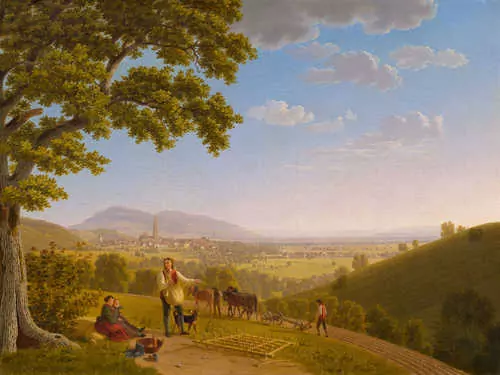 JOHANN JAKOB BIEDERMANN — Sommerliche Landschaft mit Blick auf Freiburg. 1822. — Koller Auktionen