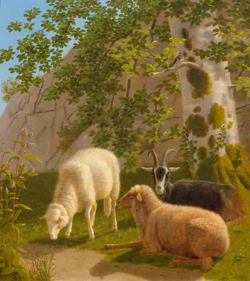 JOHANN JAKOB BIEDERMANN — Schafe und Ziege in einer Landschaft. — Koller Auktionen
