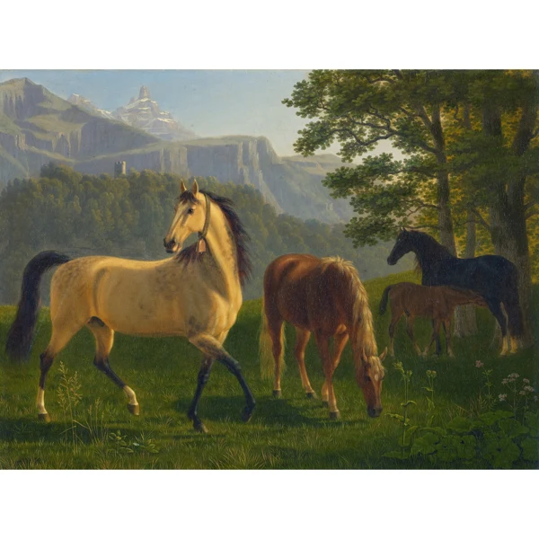 Johann Jakob Biedermann — PFERDE VOR LANDSCHAFTHORSES IN LANDSCAPE