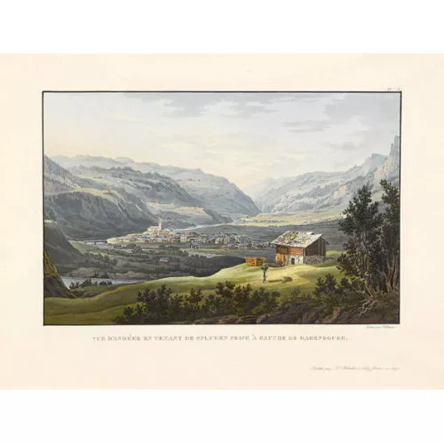 Johann Jakob Falkeisen — "Vue d′Andéer en venant de Splugen prise à gauche de...".