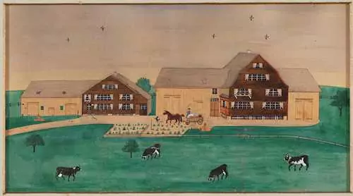 JOHANN JAKOB HEUSCHER — Two houses. Probably 1865. — Koller Auktionen