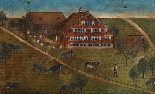 Johann Jakob Heuscher — Bauernhof mit Bauer und Tieren