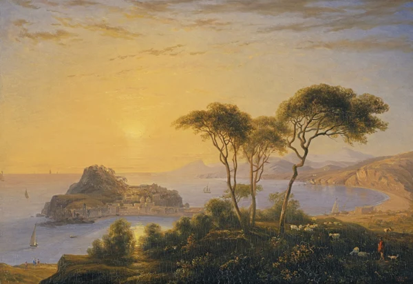 Johann Jakob Ulrich II. — Sestri Levante bei Sonnenuntergang, 1836