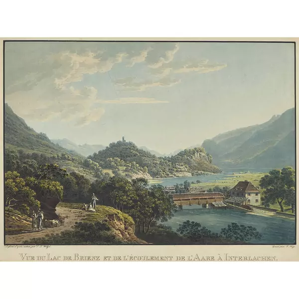 "Vue du Lac de Brienz et de l'Ecoulement de L'Aare à l'Interlachen"
