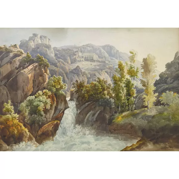 Wasserfall bei Subiaco am Fusse von San Benedetto