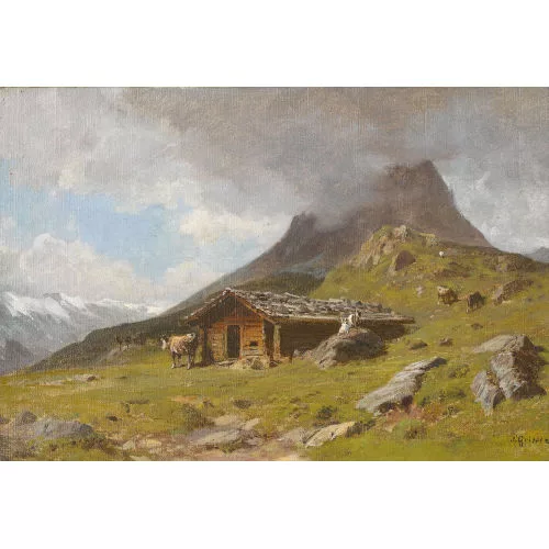 Johann Joseph Geisser — "Sennhütte auf der Furna der Riederalp (Wallis)".