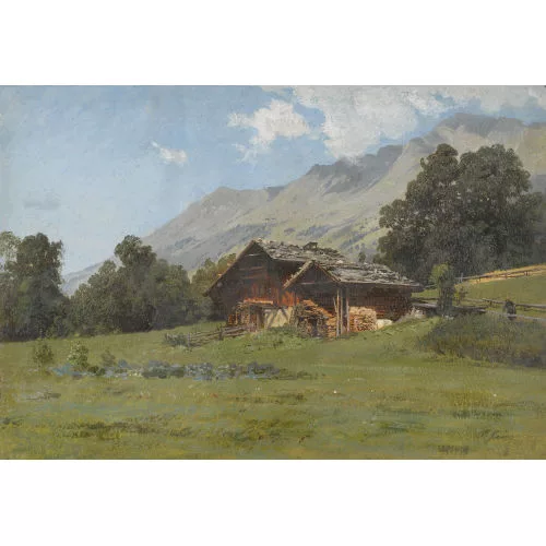 Johann Joseph Geisser — Sommerliche Alp mit Bauernhof.