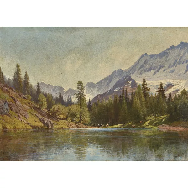 Johann Joseph Geisser — Kühe am Bergsee.
