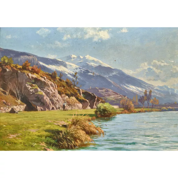 Johann Joseph Geisser — Landschaft mit Bergen im Vorfrühling.