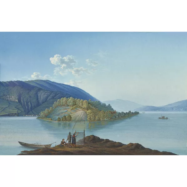 Johann Joseph Hartmann — Paar Ansichten des Bielersees mit St. Petersinsel.