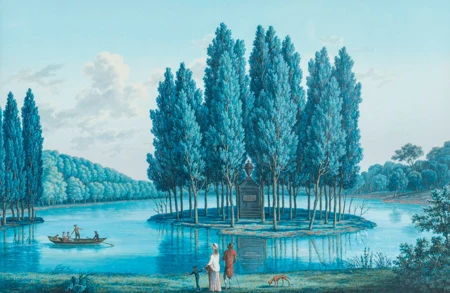 Vue de l’Île St-Pierre au Lac de Bienne et Aux Manes de Rousseau