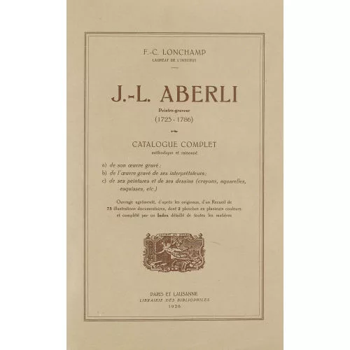Johann Ludwig Aberli — F.-C. Lonchamp: "Catalogue complet méthodique..."