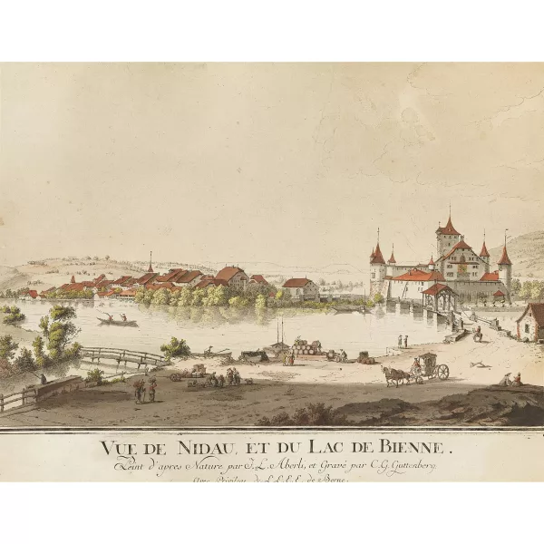 Johann Ludwig Aberli — "Vue de Nidau, et du Lac de Bienne".