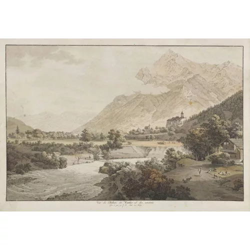 Johann Ludwig Aberli — "Vûe du Chateau de Wimmis et des environs".