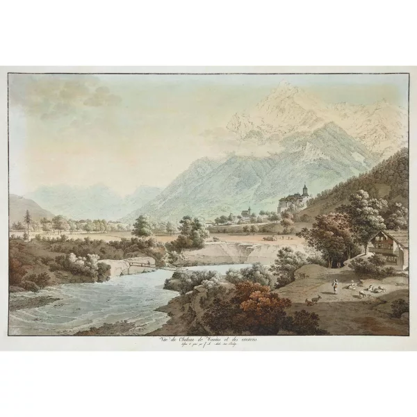 Johann Ludwig Aberli — "Vûe du Chateau de Wimmis et des environs".