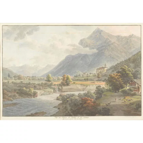 Johann Ludwig Aberli — "Vûe du Chateau de Wimmis et des environs".
