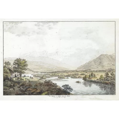 Johann Ludwig Aberli — "Vue dessiné à Mouri près de Berne,...".