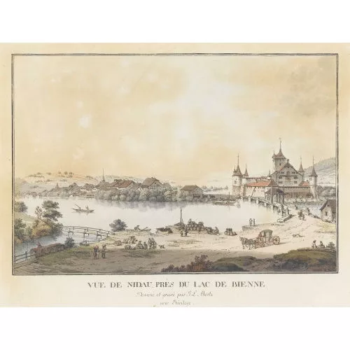 Johann Ludwig Aberli — "Vue de Nidau, près du Lac de Bienne".