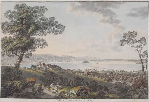 Johann Ludwig Aberli — "Vûe de Cerlier et du Lac de Bienne".