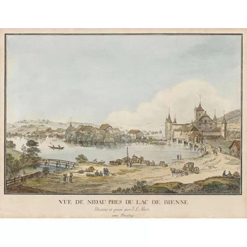 Johann Ludwig Aberli — "Vue de Nidau pres du Lac de Bienne".