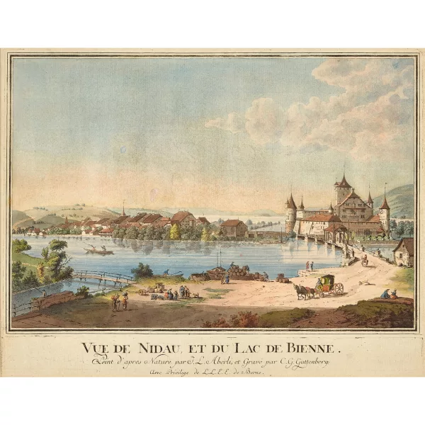 Johann Ludwig Aberli — "Vue de Nidau, et du Lac de Bienne".
