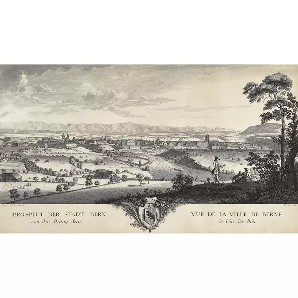 "Prospect der Stadt Bern von der Mittag Seite"