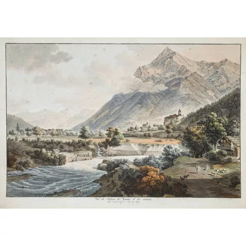 Johann Ludwig Aberli — "Vûe du Chateau de Wimmis et des environs".